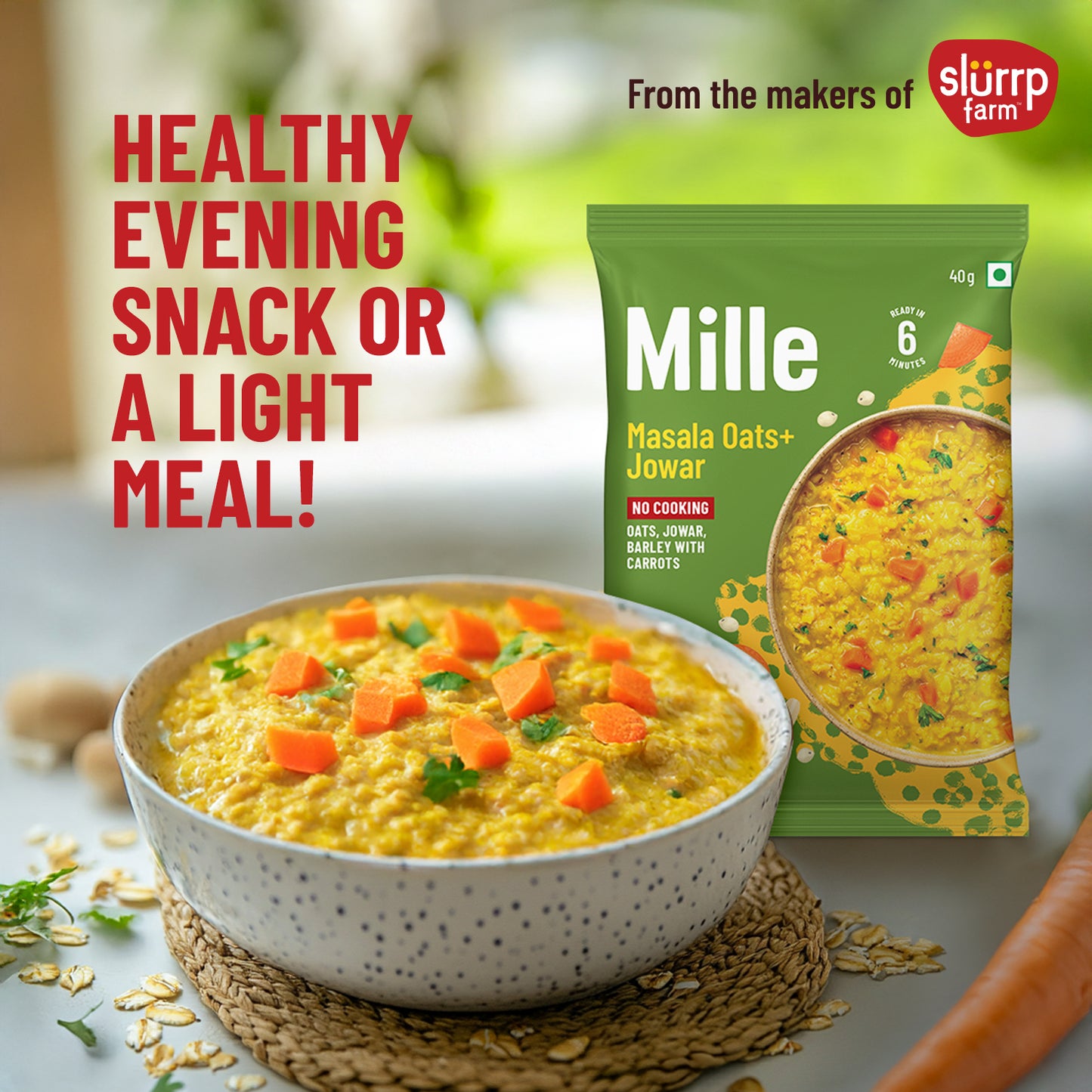 Mille Instant Masala Oats + Jowar with Whole Grains and Veggies- 40g