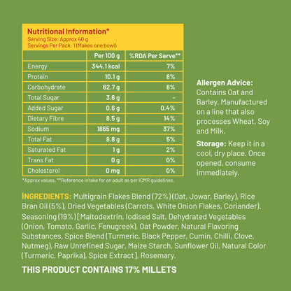 Mille Instant Masala Oats + Jowar with Whole Grains and Veggies- 40g