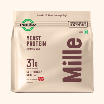 Mille Protein | 31g/Scoop | Unflavoured | Fermented Yeast Protein | No Bloat I Vegan  | 500g