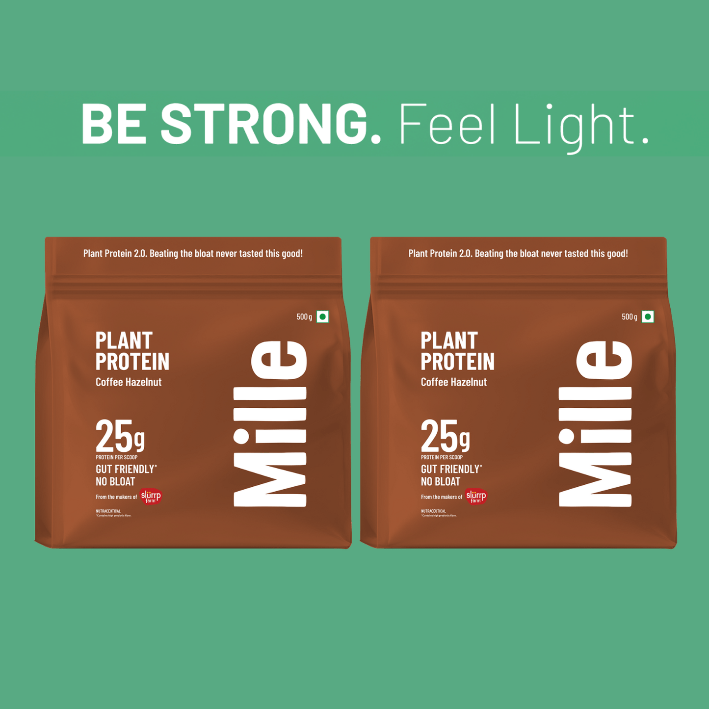 Mille Plant Protein | 25g/Scoop | Coffee Hazelnut | Fermented Yeast Protein | No Bloat I Vegan  | 500g