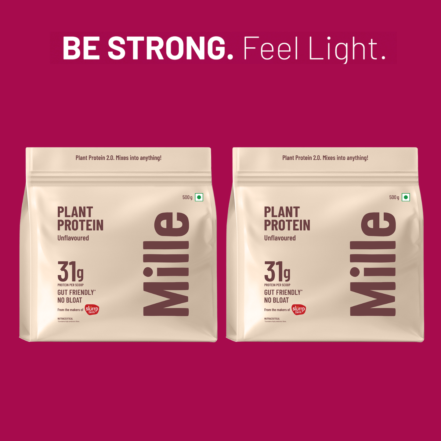 Mille Plant Protein | 31g/Scoop | Unflavoured | Fermented Yeast Protein | No Bloat I Vegan  | 500g