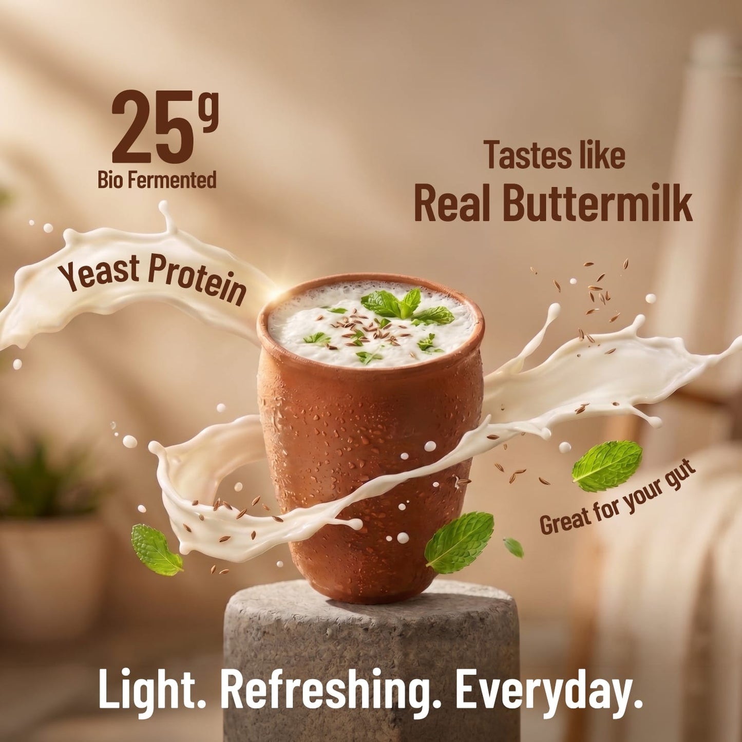 Mille Buttermilk Yeast Protein | 25g Protein Per Serve | Savoury, No Added Sugar | Bio-Fermented Yeast Protein | Gut Friendly  | 38g Trial Pack