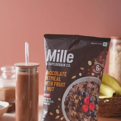 Chocolate Oats with Millets, Flax seeds, Almonds | 100% real cocoa | Breakfast Oats 50g