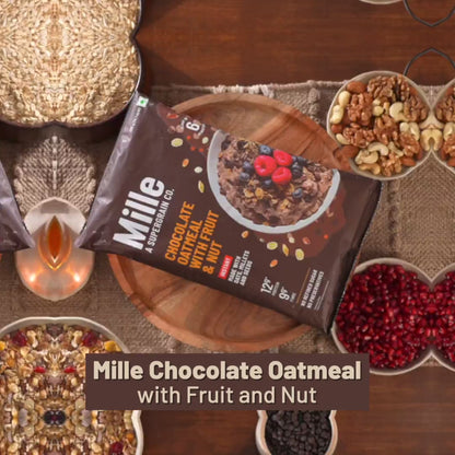 Chocolate Oats with Millets, Flax seeds, Almonds | 100% real cocoa | Instant, No Cooking