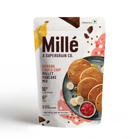Banana Choco Chip Pancake mix | Real Banana and Cocoa | No atta, no maida, Gluten Free |16g Protein | 6g Fibre | Raw natural sugar
